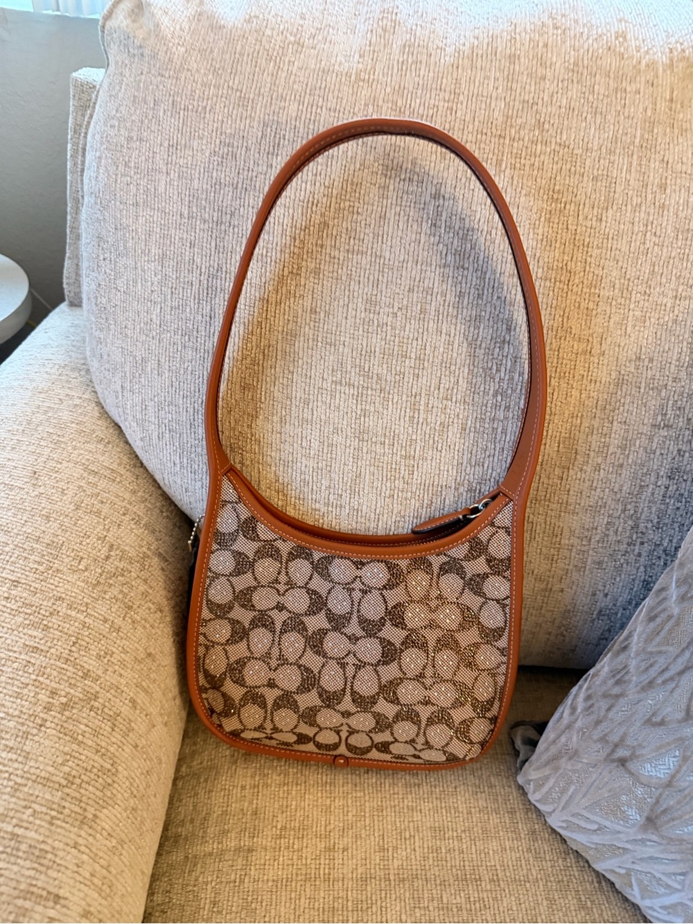 Coach Signature Bedazzled Jacquard Swing Zip Bag